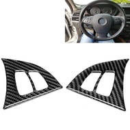 Bright 3D Real Carbon Fiber Card Dream Steering Wheel Button Frame Patch Suitable For 07-13 E70 X5 E