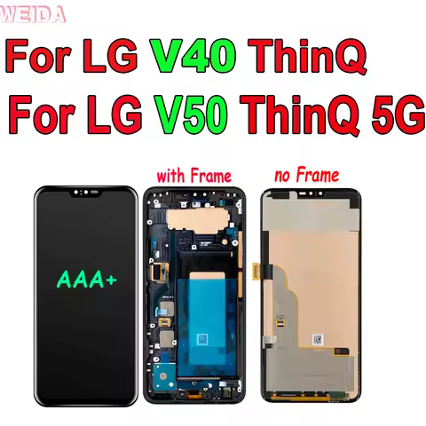 Original AMOLED LCD For LG V50 ThinQ 5G LCD Display Touch Screen Digitizer Assembly Frame For LG V40