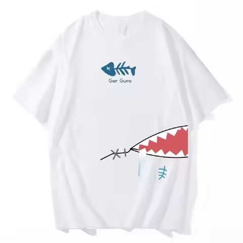 XIN LAI SEN Unisex Anime Cos Gawr Gura Cosplay Costume Cotton Casual T-Shirt Tee