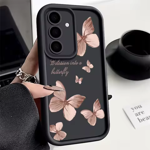 Golden Butterfly PINK For Samsung Galaxy Case S24 S23 S22 S21 Ultra Plus Fe A55 A54 A53 A52 A35 A2