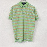 Polo By Ralph Lauren短袖 polo 衫，條紋圖案，淺綠色，M 碼，古著。