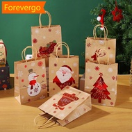 【Forever】 Christmas Gift Bag Christmas Kraft Paper Bags Candy Cookie Packaging Bag New Year Party for Snack Present Packing Xmas Bag N1O8