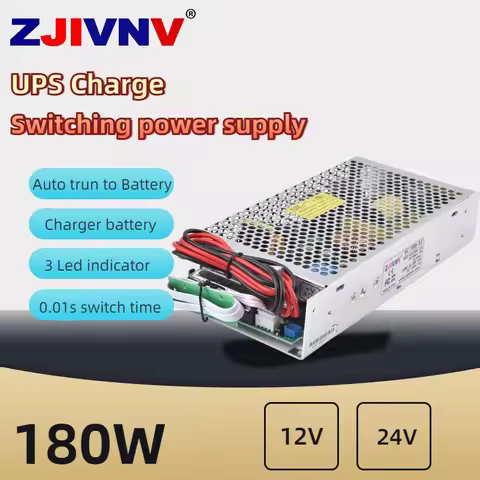 ZJIVNV 180W 24V 6.5A universal AC UPS/Charge function switching power supply input 110/220v battery 