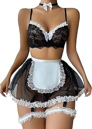 Sexy Lingerie for Women Role Play Maid Outfit Cosplay Lingerie Bra and Panty Lace Naughty Lingerie,Z