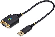 StarTech 1ft/30cm USB to Null Modem Serial Adapter Cable, COM Retention, FTDI, USB-A to RS232, Chang