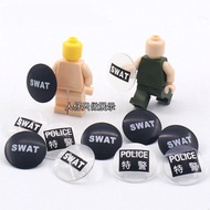 Military Building Block Minifigure Accessories Round SWAT Square Transparent SWAT Assembled Particles Compatible Lego Shield Explosion @-