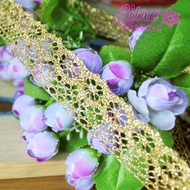 (Per Meter) RDR299 Gold Thread Knitting Lace 2Cm