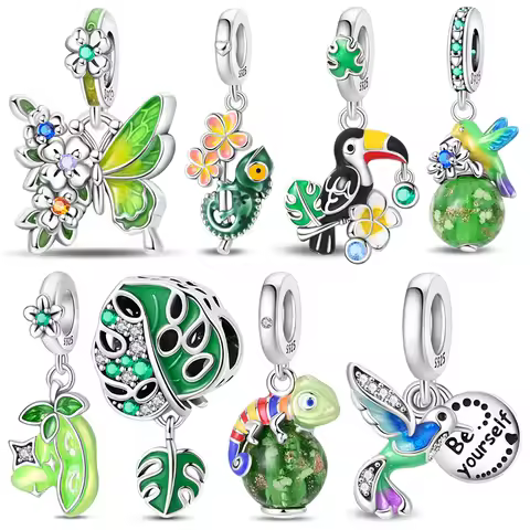 Charms Silver 925 Green Elements Pendant Beads Fits 3mm Bracelet Bangle Necklace For Women Luxury DI