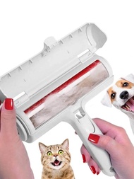 寵物脫毛器滾輪-帶自清潔底座狗和貓毛皮去除器-高效動物脫毛工具