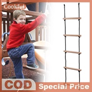 null Rope Ladder 5.6ft 5 Steps 220lbs Bearing Wooden Kids Climbing Rope Ladder With Hanging Straps, 