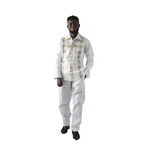 H&D African Mens Clothing Traditional Ankara Dashiki Men Shirt Embroidery 2 Piece Shirt Trousers Fas