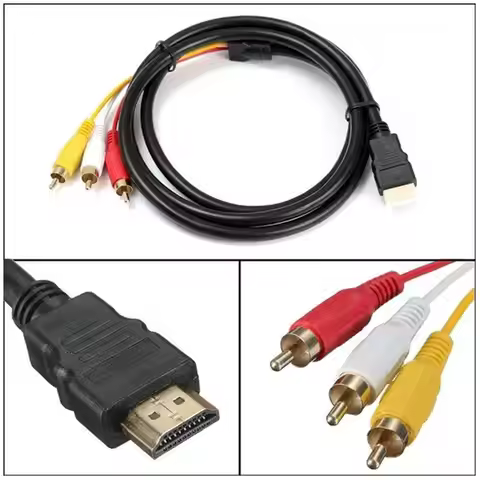 HDMI to RCA Cable 1080P 5ft/1.5m HDMI Male to 3-RCA Video Audio AV Cable Connector Adapter Transmitt
