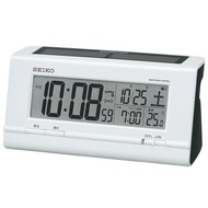 Seiko clock alarm clock hybrid solar radio digital calendar temperature display white pearl SQ766W SEIKO