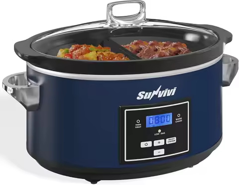 6 Quart Programmable Slow Cooker with 2 in 1 Silicone Liners, Multi-Cooker Fo