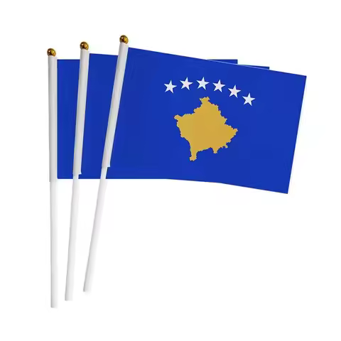 Kosovo Hand Flag 14*21cm Kosovo National Flag Small Hand Held Waving Flag Indoor Outdoor Home Decor