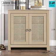 Luxe: Jolene Rattan Shoe Cabinet | 2 Swing Doors | Cupboard Shelf