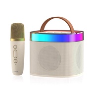 SOAIY ไมโครโฟนคู่ rgb mini small wireless outdoor portable Karaoke speaker box แบบพกพากลางแจ้ง