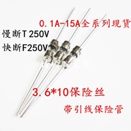 With Lead Pin 3.6 * 10MM Glass Fuse/Tube 250V 0.1A 0.5A 1 2 3 4 5 6.3 A 10A