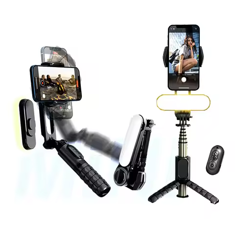 Q09 Wireless Bluetooth Selfie Stick Tripod Handheld Gimbal Stabilizer Monopod With Fill Light Shutte