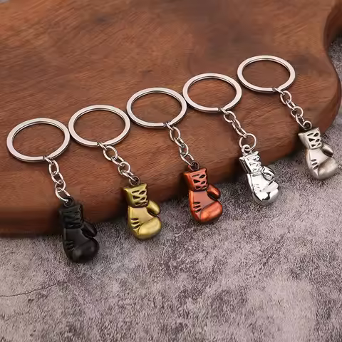 1PC Creative Alloy 3D Mini Boxing Gloves Sports Fitness Pendant For Men Car Keychain Bag Charm Acces