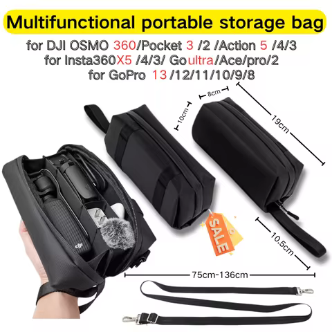 Carrying Case Storage Bag for Insta360 X5/4/3 Go Ultra/DJI Osmo 360/Action 5Pro/4/3/Pocket 3/2 with 