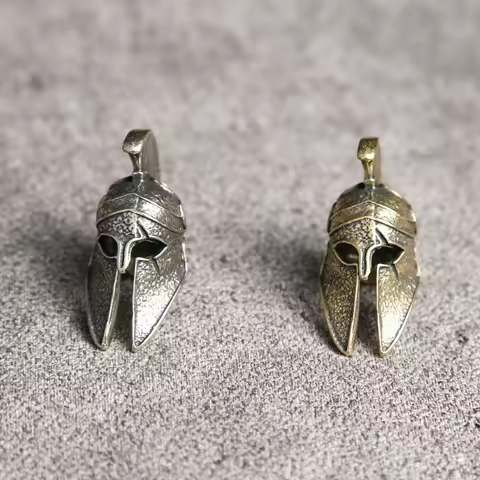 Ancient Greece Spartan Warrior Scar Helmet Brass Knife Beads EDC DIY Paracord Keychain Lanyard Penda