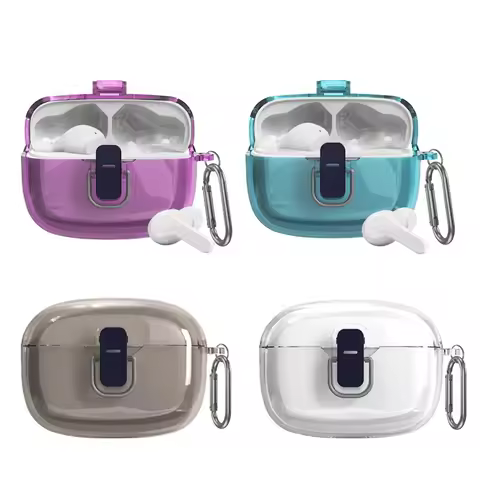 For JBL Vibe Beam/Wave 200TWS Earphone Case With Hook Waterproof Wireless Headphones Cover Storage C