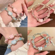 tumbler Cute Ceramic Kitten Braided Bracelet Cartoon Colored Rope Bracelet Cute And Sweet Beaded Bra
