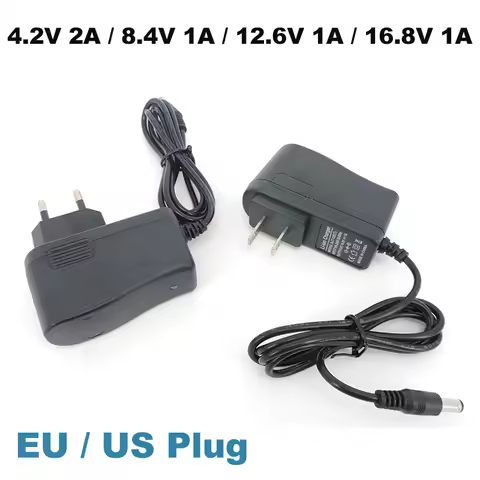 AC 100-240V Power Supply Adapter DC 8.4V 12.6V 16.8V 1A 1000MA 4.2V 2A 5.5*2.5mm for 18650 Lithium B