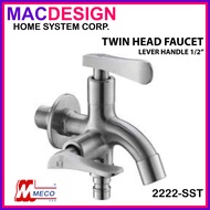 MECO 2222.SST MULTI-PURPOSE FAUCET TWIN HEAD FAUCET LEVER HANDLE 1/2" STAINLESS MACDESIGN HOME (OFFI