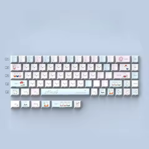 Anime Miffy Applicable To Ev63 Keycaps Magnetic Axis Mechanical Keyboard Good Looks Cartoon Hot Sell