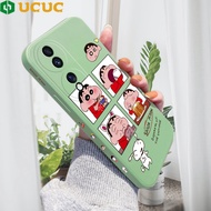 UCUC Phone Case Honor 70 5G iPhone 14 Plus honor70 5G iphone14 plus Case Cute Cartoon Happy Shin-chan Phone Case Square Edge Pattern Liquid Silicone Casing Full Cover Camera Protect Case