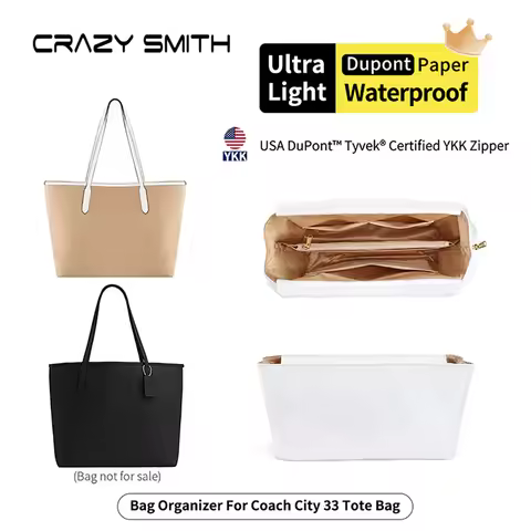 CRAZYSMITH Inner Bags Bag Insert For Coach City 33 Tote Insert Bag Makeup Handbag Organizer Purse Po