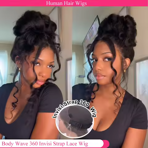 250 Density Body Wave HD 360 Full Lace Wigs Invisible Strap Drawstring Hd 360 Lace Front Glueless Wi