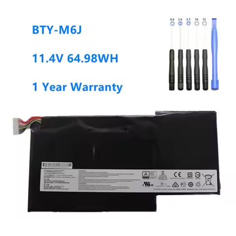 BTY-M6J 11.4V 5700mAh/64.98WH Laptop Battery For MSI GS63VR GS73VR 6RF-001US BP-16K1-31 9N793J200 Ta