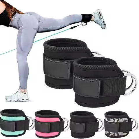 AOLIKES Adjustable Padded Ankle Wrist Cuffs Padded Straps D-Ring Glute Kickback for Cable Machine, I