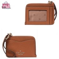 (CHECK STOCK FIRST)BRAND NEW AUTHENTIC INSTOCK KATE SPADE LEILA WLR00398 SMALL CARD HOLDER WRISTLET BROWN