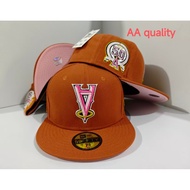 Full-coverage baseball cap, AA quality, New Era 59 FIFTY, Los Angeles Angels, tan, flat brim, outdoo