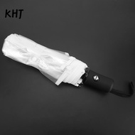 KHJ Transparent Umbrella, 3-fold Transparent Automatic Folding Umbrella, Windproof Folding Automatic