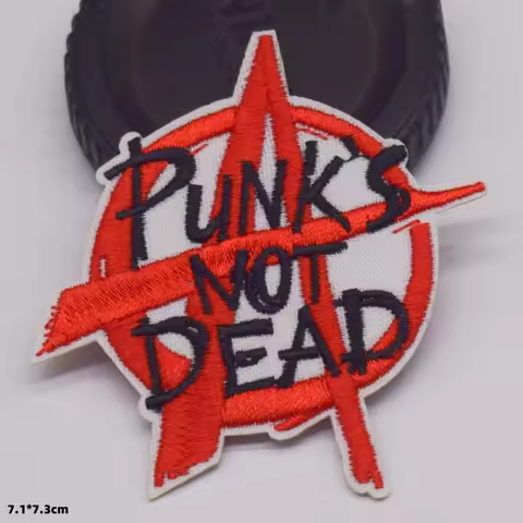 Red A Letter Punk Novelty Punk's Not Iron On Embroidered Clothes Patches For Man Cap Bag Anarchy Sig