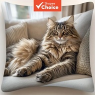 Cat Throw Pillow Soft Short Plush, Single-Sided Print, Machine Washable, Ideal for Sofa & Living Roo