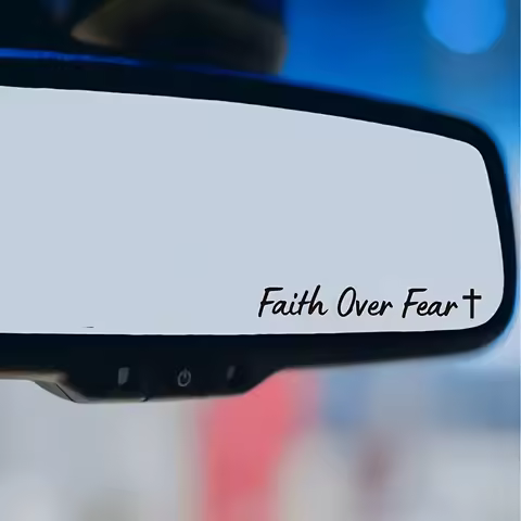 Faith Over Fear Decal, Rear View Mirror Decal, Faith Car Mirror Decal, Bible Verse Christian Gift, C