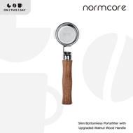 NORMCORE Slim Bottomless Portafilter with Upgraded Walnut Wood Handle-E61 Coffee Size 58 mm.