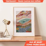 Tranh treo tường Abstract Mountain Colorful Abstract Wall Art Acrylic Art Printable Art tặng kèm đ