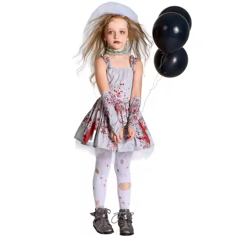 Carnival Halloween Mexico Day Of The Dead Corpse Bride Costume Horror Devil Ghost Cosplay Fancy Part