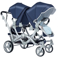 ‍🚢Twin Stroller Two-Way Reclinable Lightweight Folding Newborn Double Children Stroller Newborn Stroller