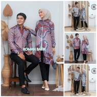 KEMEJA Batik Couple (ROMAN-STORE) - Baju Batik Couple Batik Tunic Modern Couple Clothing Set Couple Shirt Batik Long Sleeve Jumbo Ready Uniform