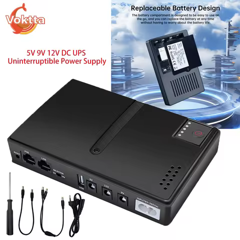 DC UPS Replaceable Battery Uninterruptible Power Supply 5V 9V 12V Optical WiFi Router Monitoring UPS