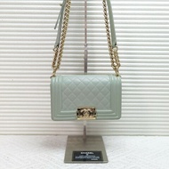 Chanel Leboy小號20cm 綠色口蓋包