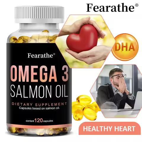 Omega 3 Fish Oil - Pure Salmon Oil, Heart & Brain Health Dietary Supplement - Rich in EPA & DHA, 120